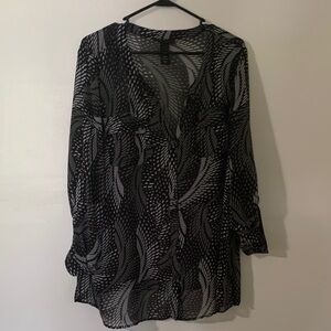 Chic Black and White Long Sleeve Dress‎